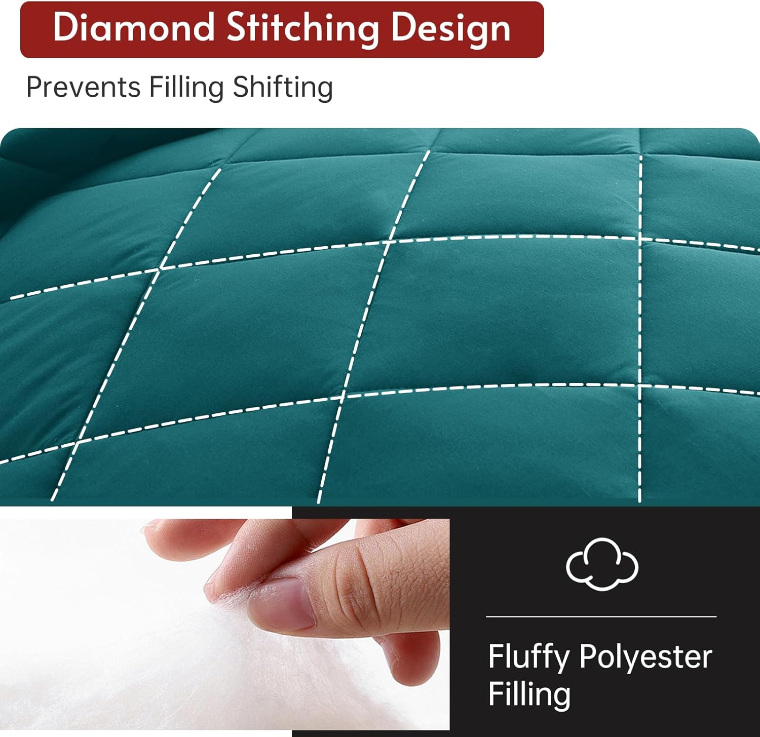 MUXHOMO 7 Pieces Queen Comforter Set, Reversible Bed in a Bag Queen Size, All Season Bedding Set with Comforter, Flat Sheet, Fitted Sheet, Pillowcases & Shams, Peacock Blue & Ivory