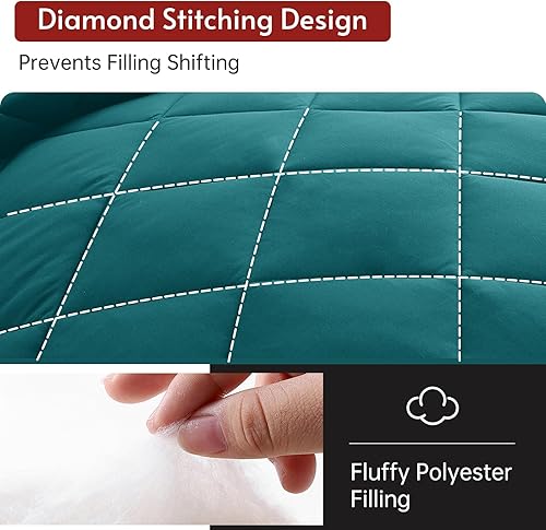 Miniatura 103 de MUXHOMO Juego de edredón Queen de 7 piezas, cama reversible en una bolsa, tamaño Queen, juego de ropa de cama para todas las estaciones con edredón