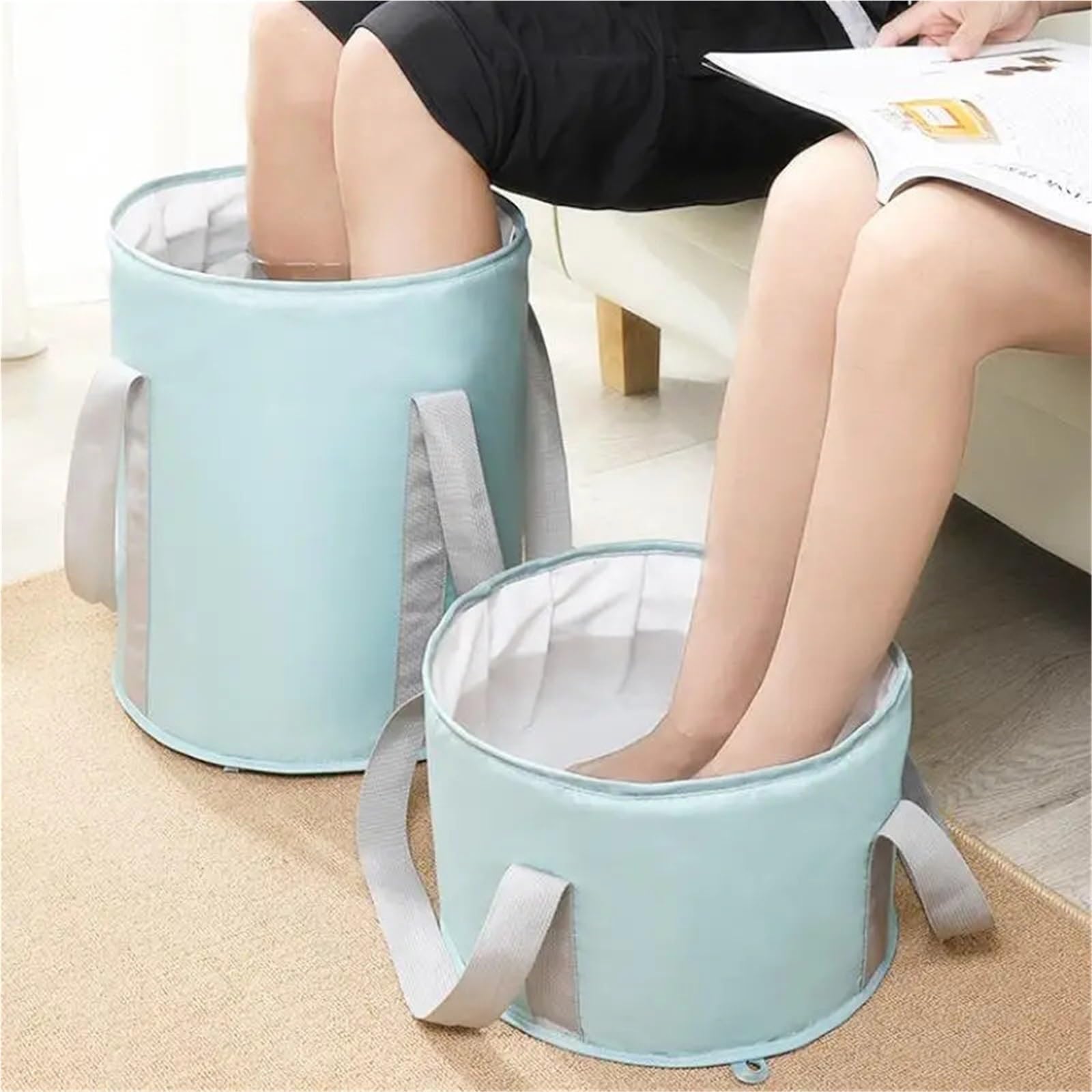 Seau Pliable Seau De Bain Pieds Pliable Et Isolant, Profond, Multifonctionnel, Portable Ménager(Style1)