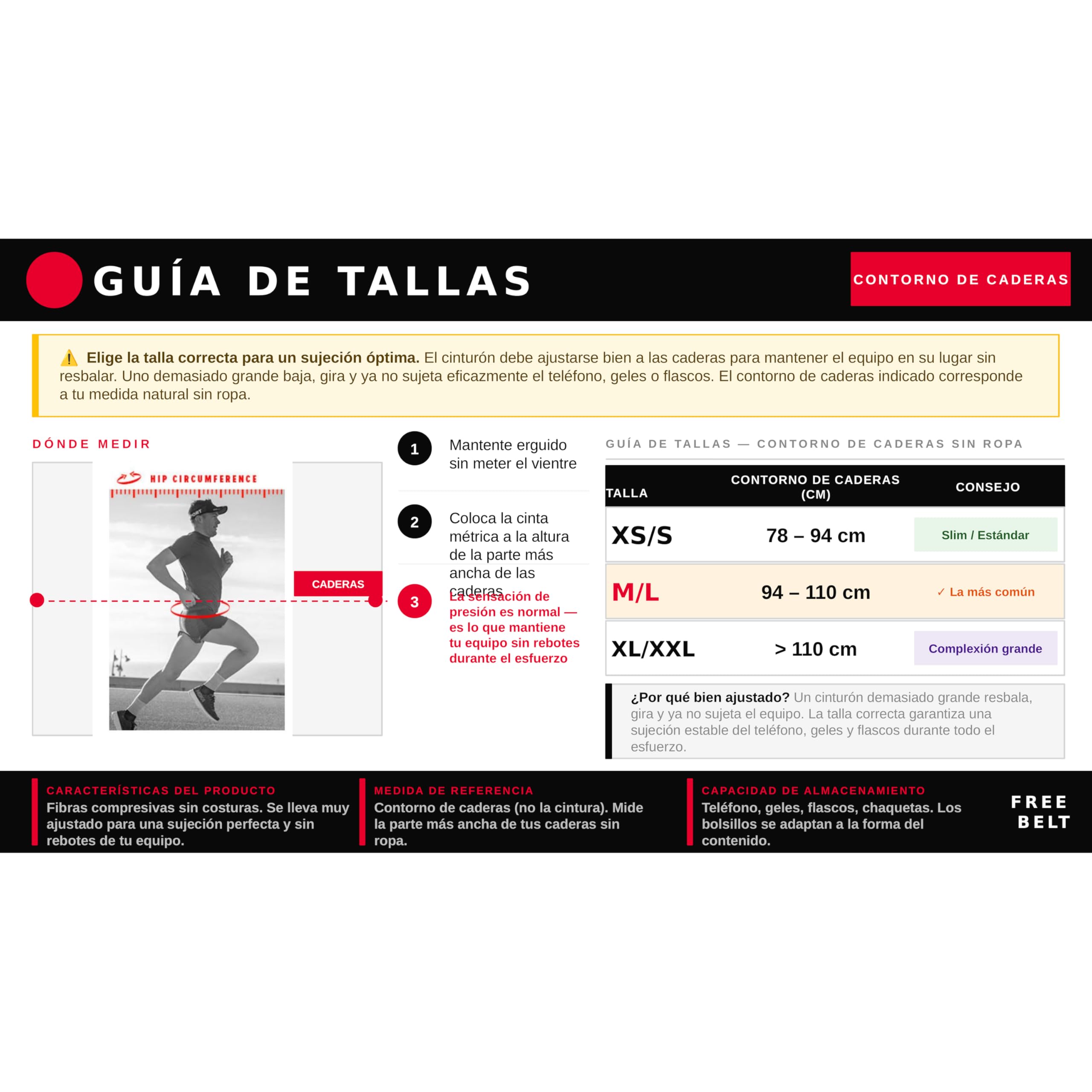 Compressport Free Belt Pro Cinturón para Correr Ultra Ligero Transpirable Sin Rebote Negro