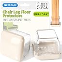 24 PCS Chair Leg Floor Protectors for Carpet, Square Glides, Fit 1.05"-1.4"
