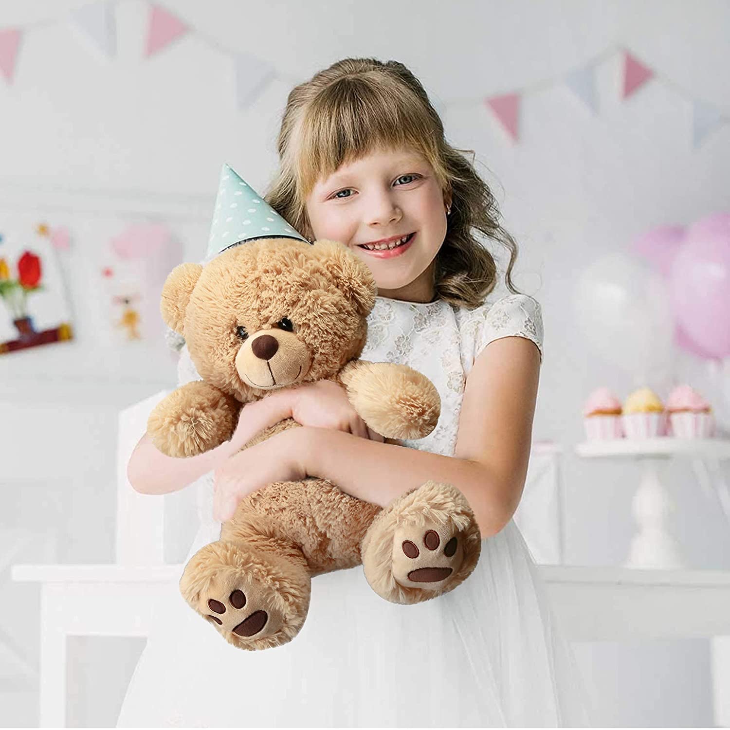 LotFancy Orsetto Peluche Circa 43cm Peluche Orso Colore Marrone Chiaro per Bambini Orso di Peluche San Valentino Natale Ringraziamento