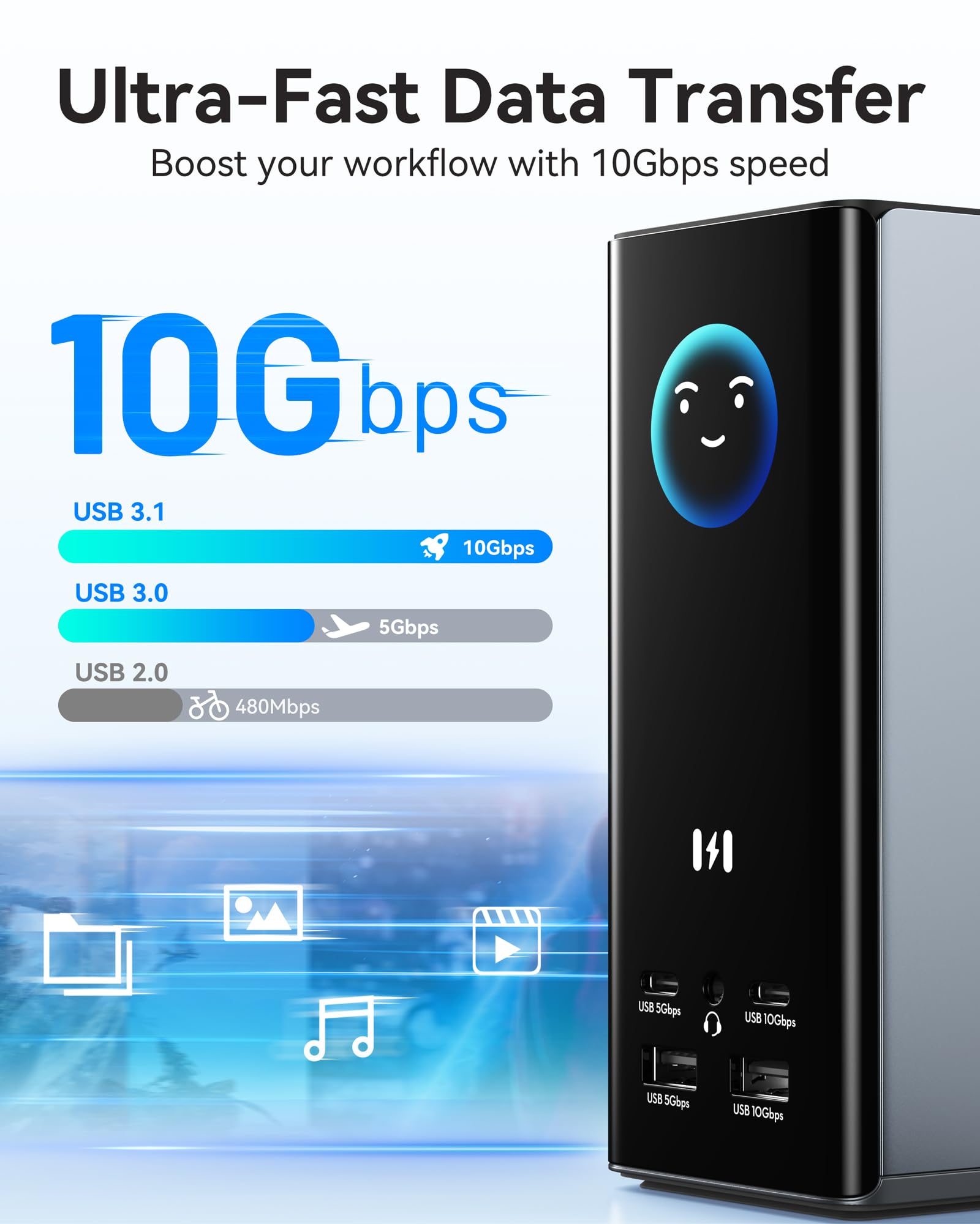 USB C Docking Station 3 Monitore 17-in-1 Laptop Dock Triple Display mit 3X HDMI & 2X DP, 100W PD, 10Gbps USB, Gigabit Ethernet, SD/TF, Smart Display Dock für MacBooks, Dell, HP, Treiber Erforderlich