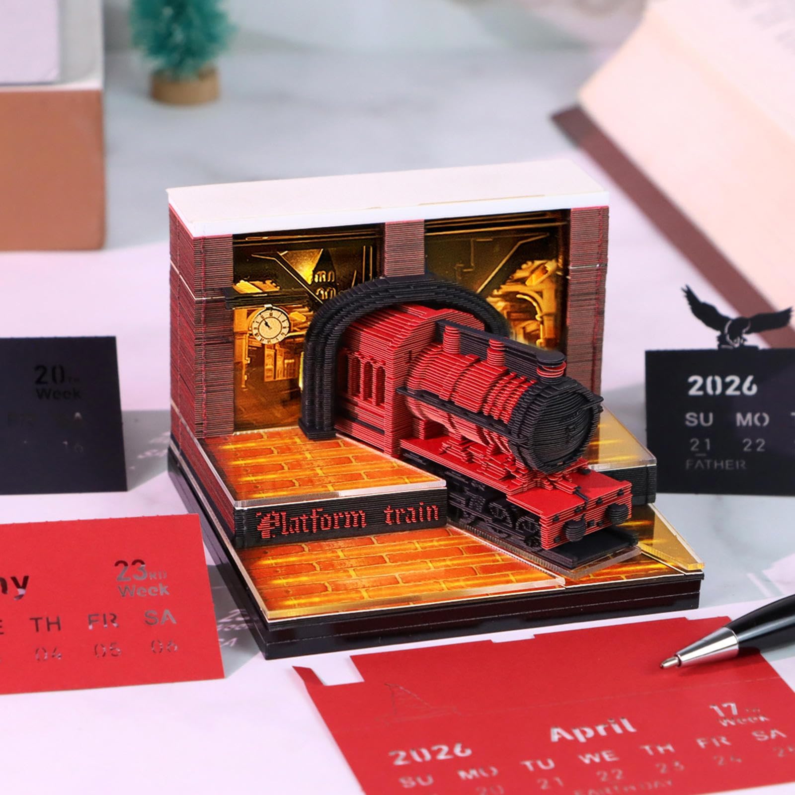 2026 Time Piece Calendar 3D Weekly Calendar Notepad 3D Tear Away Calendar DIY Paper Carving Art Desktop Decoration Gift for Christmas Birthday Anniversaries T