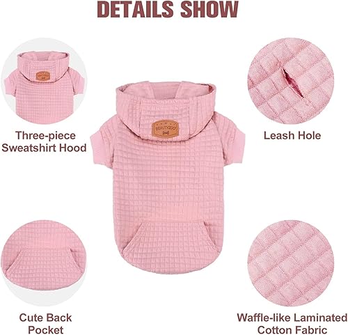 Vista 6 de BEAUTYZOO Suéter con capucha para perros pequeños y medianos con bolsillos, ropa para perros pequeños y medianos, abrigos de algodón laminado