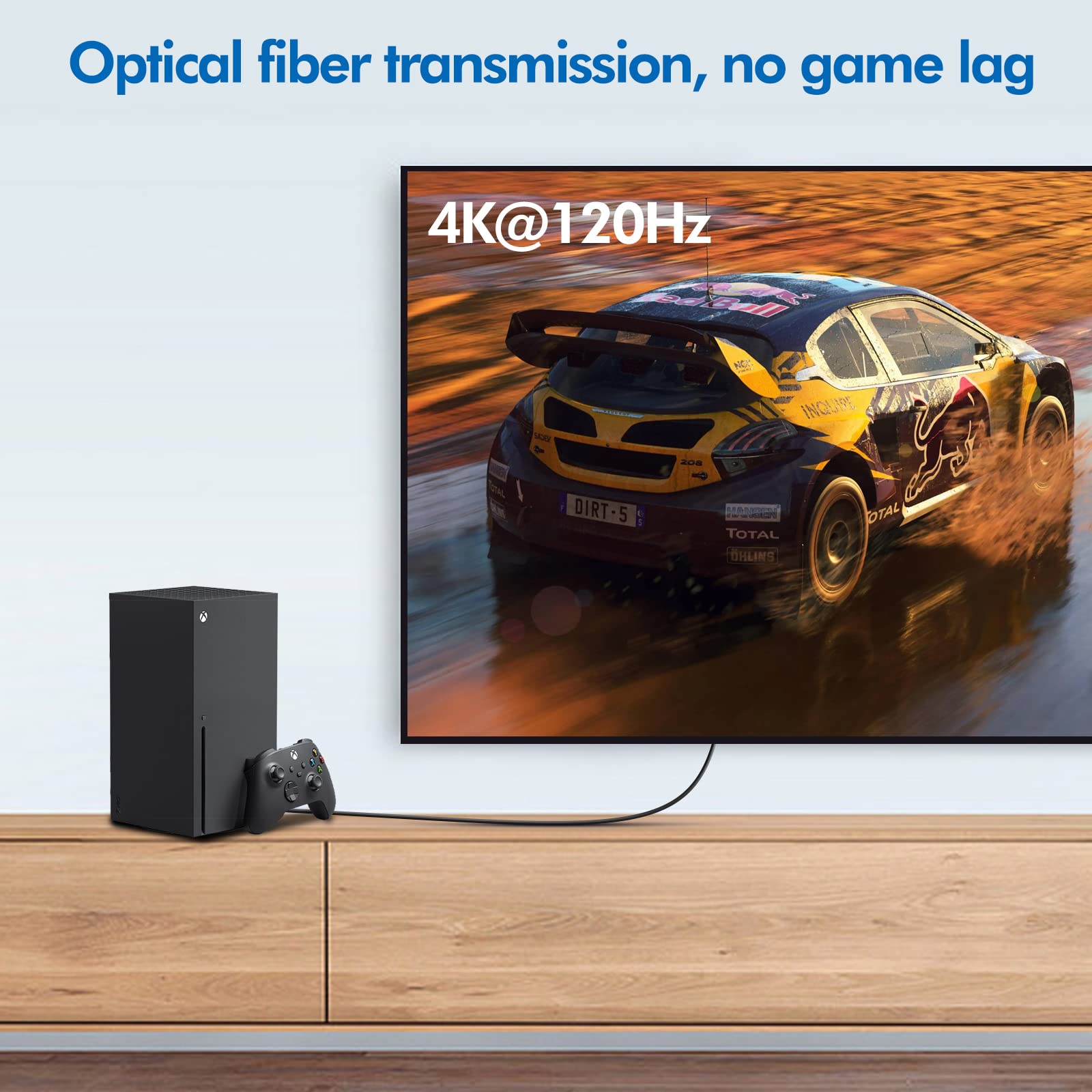 Cavo in fibra ottica HDMI certificato 23m 8K, supporto a larghezza di banda 48Gbps HDR, HDCP2.3 eARC @8K60Hz, 4K 120Hz, compatibile con PS5, LG C9, RTX 3090/80, Xbox Series e rating In-Wall CL3