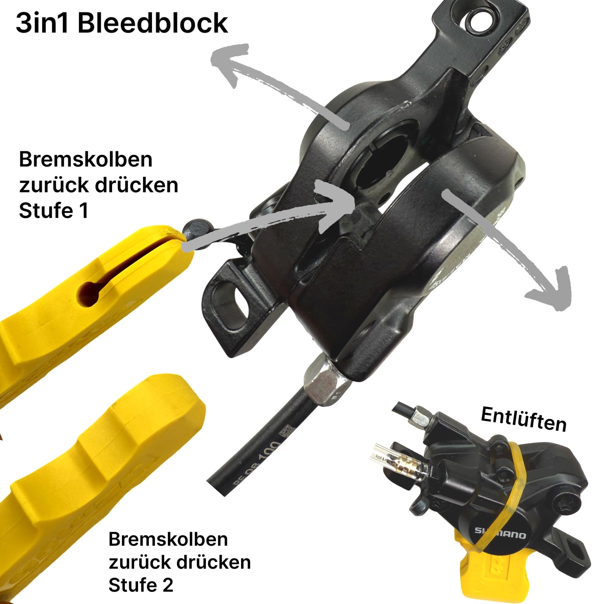 Shimano Hydraulik Mineral ÖL 500ml + F26 Scheibenbremsen Service Kit | MTB City Ebike & STI Road Gravel Disc Entlüftungs bleeding Set, Befüllbecher Trichter mit M5 M6 M7 Anschluss