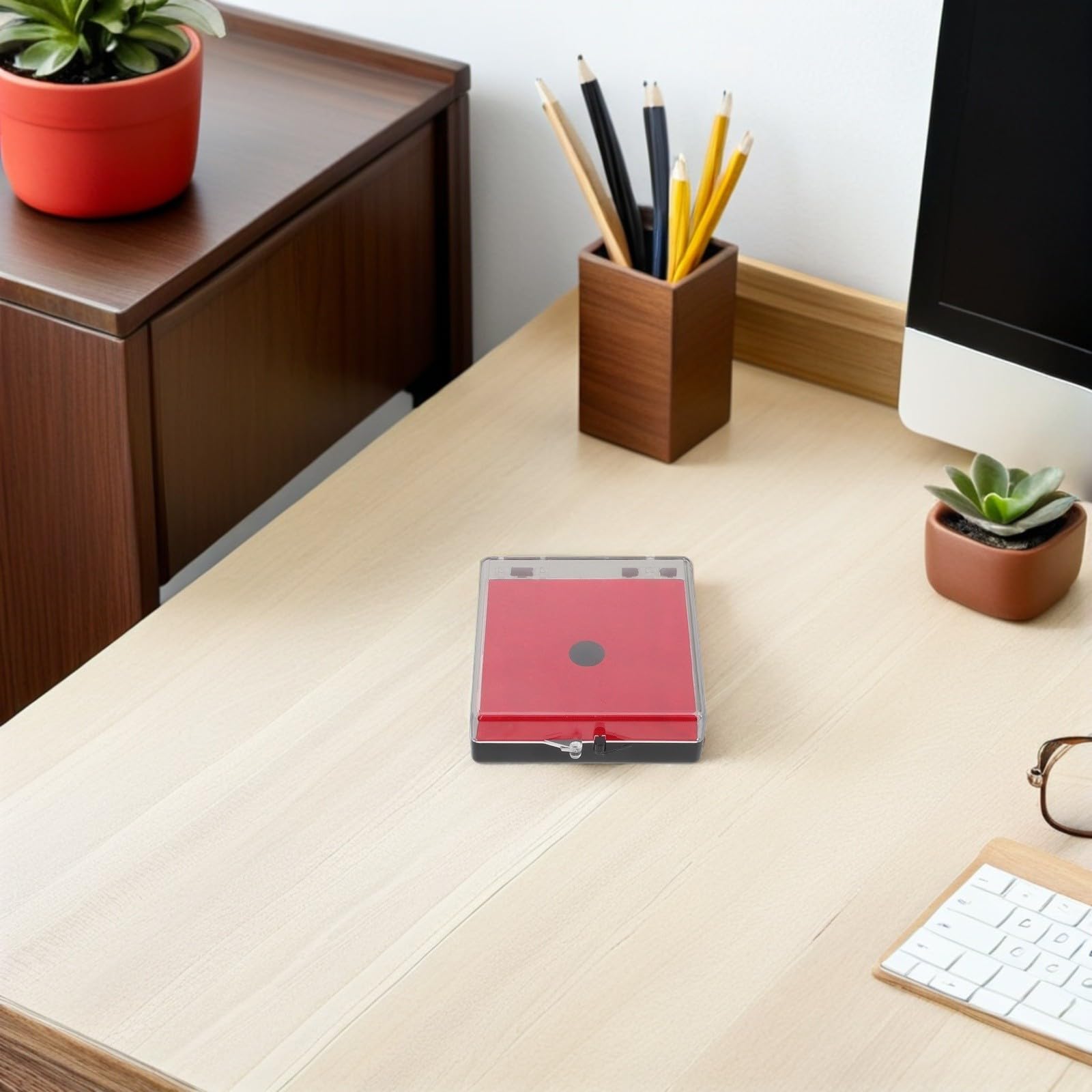 VALICLUD Boîte de Rangement pour Pièces de Monnaie et Rangement Polyvalent avec Doublure en Velours en Plastique Rouge Visibilité Claire Lot de 12pcs pour Exposition à Domicile