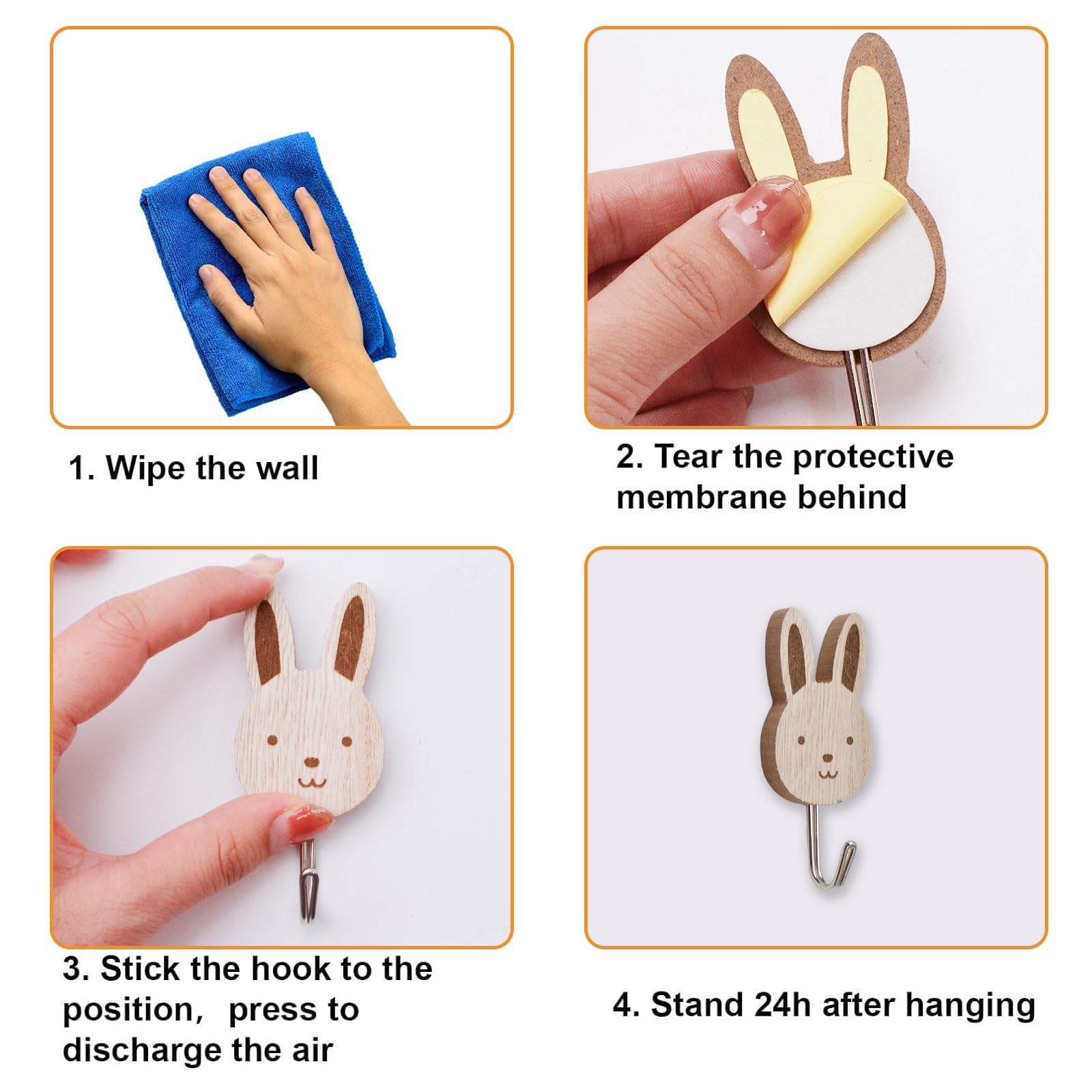 Garçonnière en Bois pour Enfants, Lot de 8 Crochets Adhésifs Animaux - Éléphant, Baleine, Chat, Lion, Lapin, Girafe pour Enfants - Crochets de Rangement à Fixation Murale pour Chambre d'enfant
