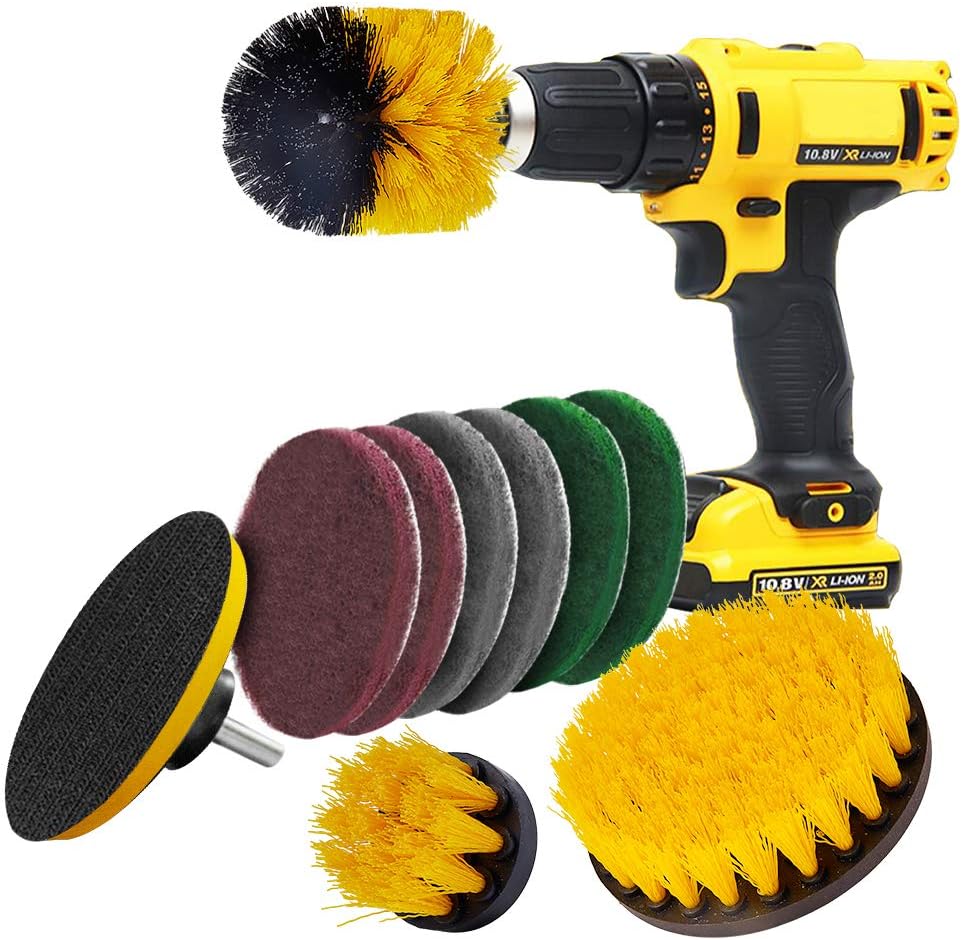 Drill Brush Attachment Power Scrubber Drill Brush Kit Replacement Scrub Pads Scouring Pads for Bathroom, Bathtub, Shower, Tile, Procelain