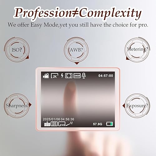 Miniatura 4 de Forc Cámara digital, cámara de fotos 4K con tarjeta de 64 GB, video antivibraciones con zoom 18X, cámara vintage para camping, viajes, vlogging y