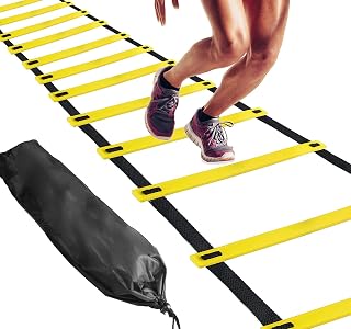 Serveuttam Agility Ladder 8 Meter Speed Training Ladder with 16 Adjustable Rungs, for Soccer, Football, Sports Training - Includes Heavy Duty Carry Bag Speed Ladder (Multicolor) (Yellow, 8 m)
