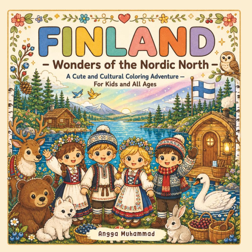 FINLAND – Wonders of the Nordic North: A Cute and Cultural Coloring Adventure Through Northern Lights, Forests, Finnish Traditions, Wildlife, Lakes, ... Wonders of Finland — For Kids and All Ages
