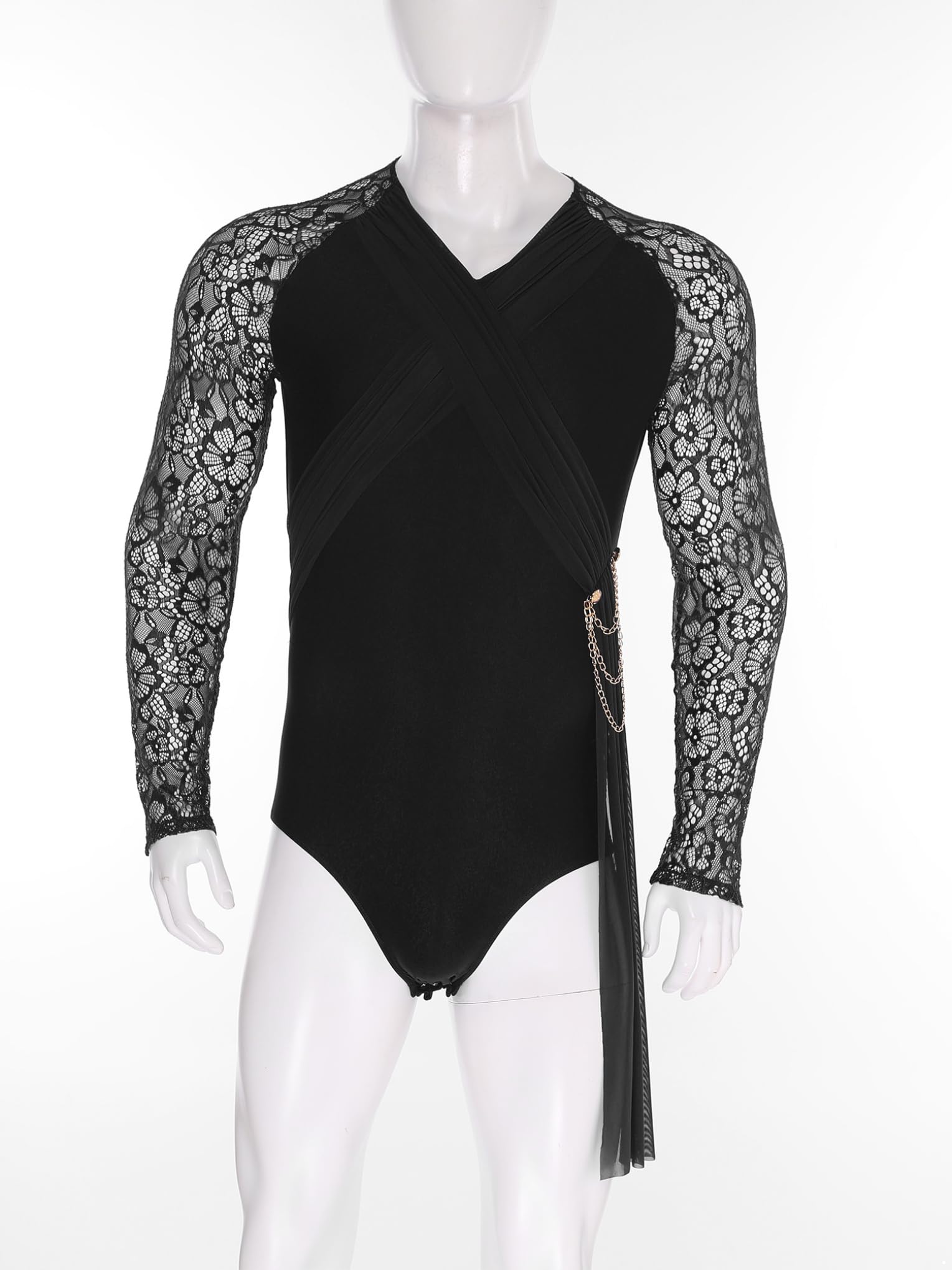 Hombres Traje De Baile Para Hombres Latino Camisa De Baile De Salón Latino Maillot Ballet De Competición Y Performance Negro M