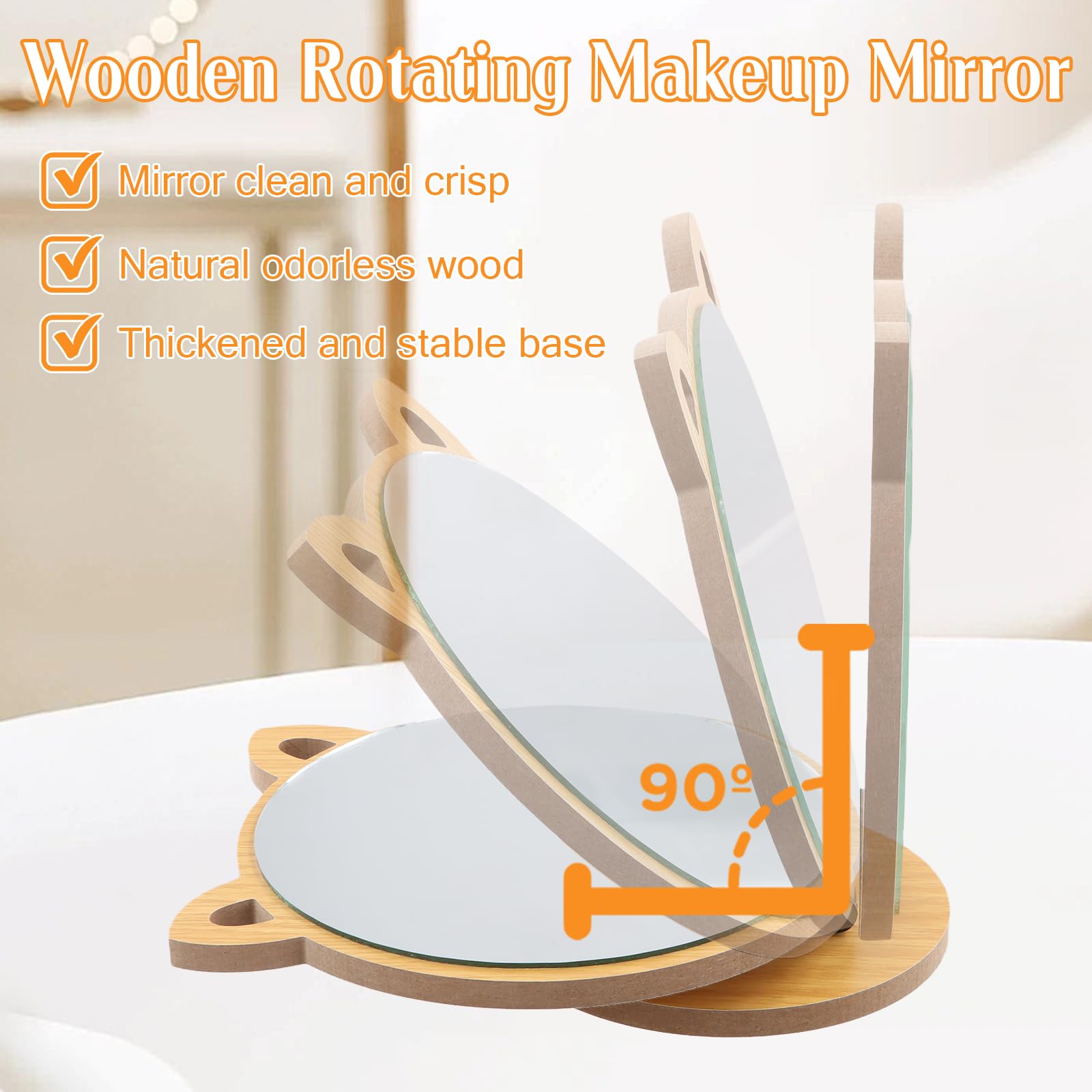 Specchio Trucco Con Cornice Legno - Design Orecchie Di Gatto - Foto 6