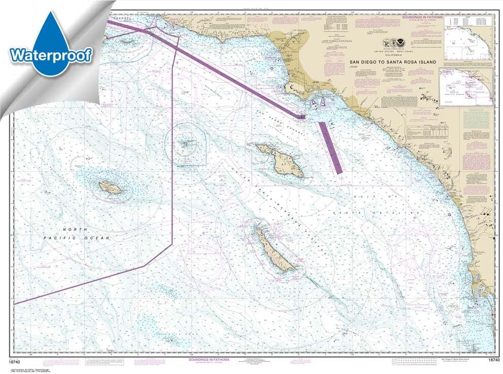 NOAA Marine Chart 18740: San Diego to Santa Rosa Island, Full Color, Matte Finish, 36.5 x 49.6 Inches