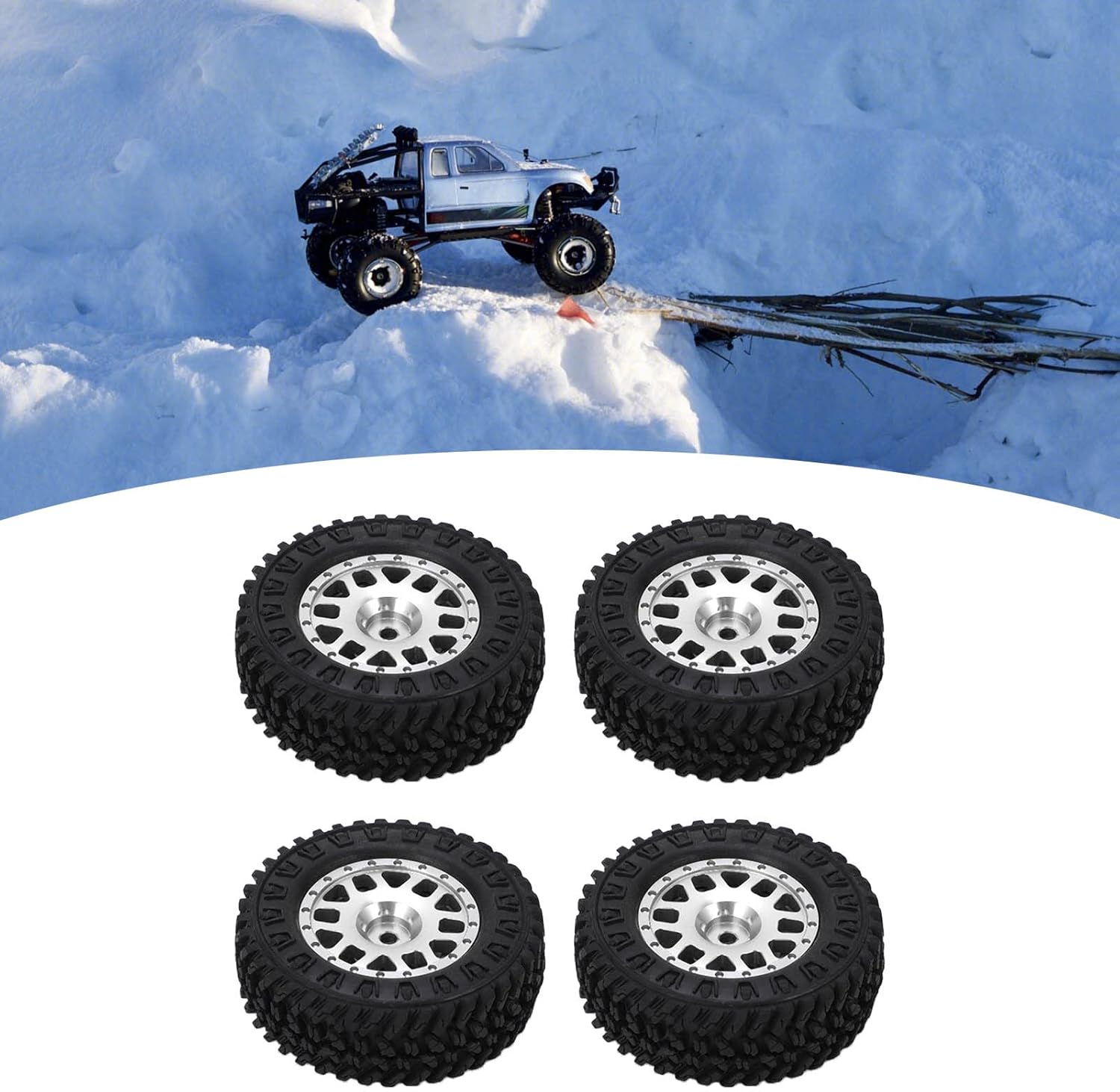 55mmホイールリムラバータイヤキット軸SCX24 1/24 RCカーパーツ用のカウンターウェイトカプラー (銀)