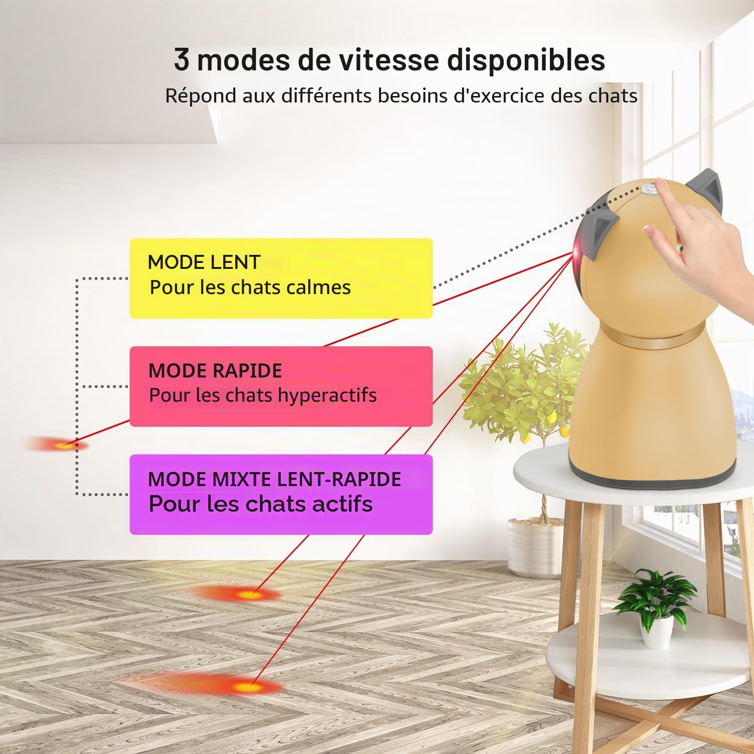 Petiepaw Jouet Laser interactif pour Chat - Automatique - pour l'intérieur - Trajectoire aléatoire - Rechargeable - pour l'intérieur - pour Chat/Chaton/Chien