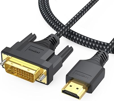 HDMI to DVI Cable 3Ft Bi-drectional Braided Sheath Cord Full HD 1080P@60Hz Gold-Plated Male to Male for Laptop Computer Gaming Console Graphics Card to Monitor Projector TV, Plug-and-Play