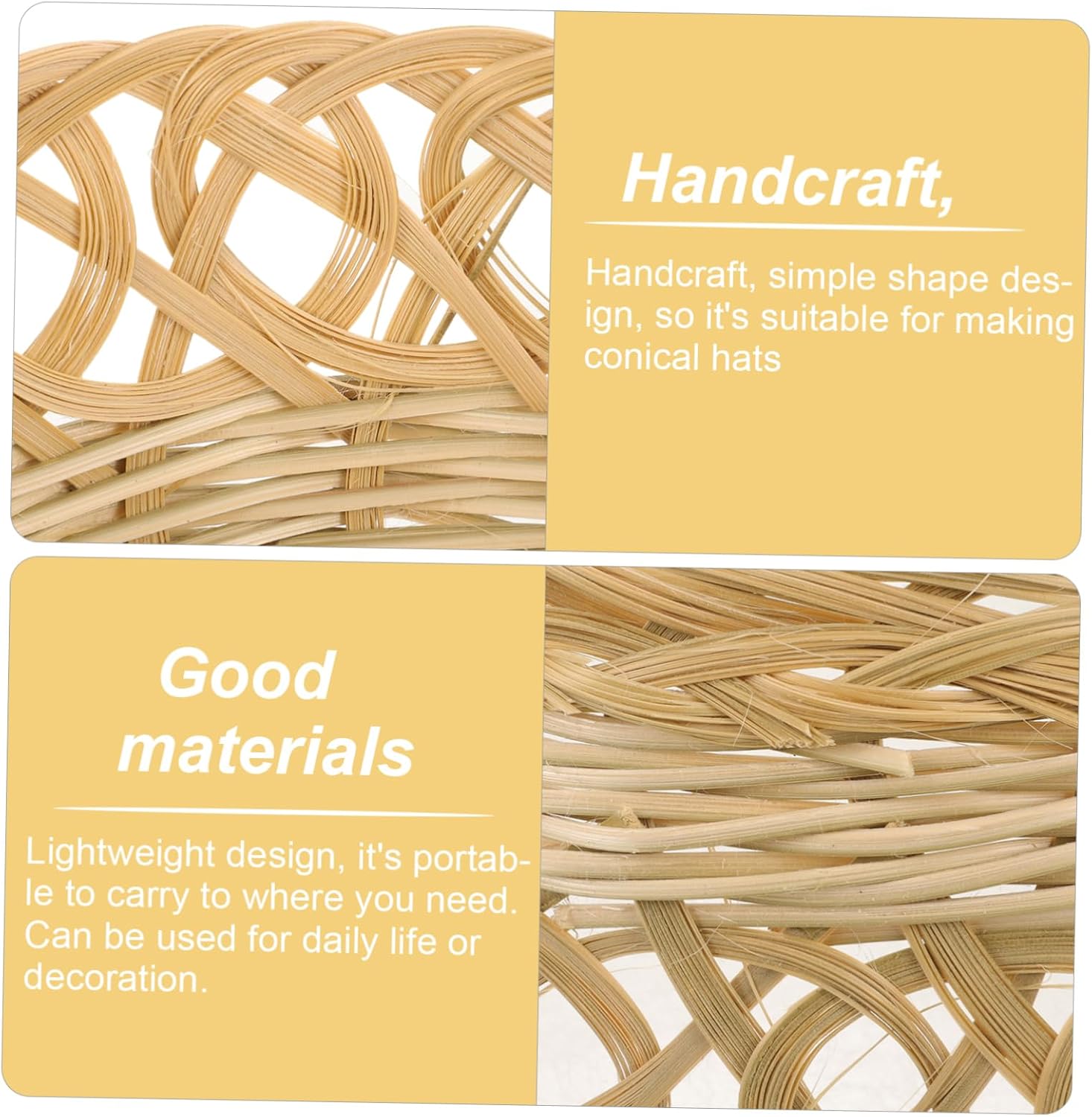 TEHAUX 6Pcs Bamboo Farmer Hat Inner Loop Support Rings 6.69In Lightweight Braided Straw Hat Holder for DIY Making Craft and Outdoor Use