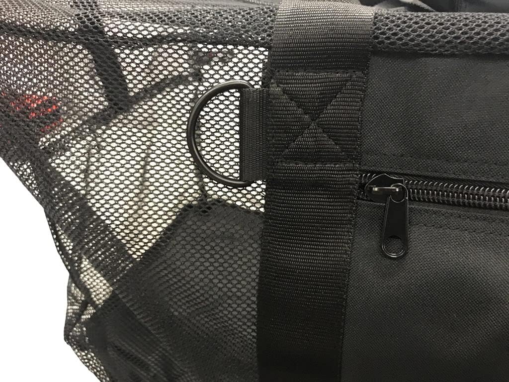 LINE2design Heavy Duty Firefighter Mesh Turnout Gear Bag - Safety Fire Gear Bag with an All Impervious Bottom Rescue Equipment Large Bag with Shoulder Strap - Black