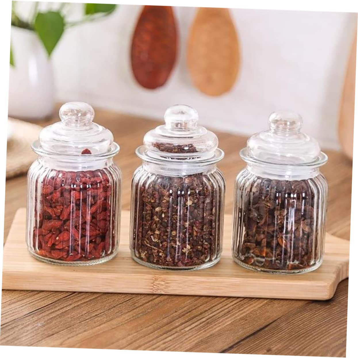 4pezzi Contenitori Trasparenti Chiusura Ermetica Barattoli Per Alimenti Dried Fruit e Snack Per Cucina e Organizzazione Spazio
