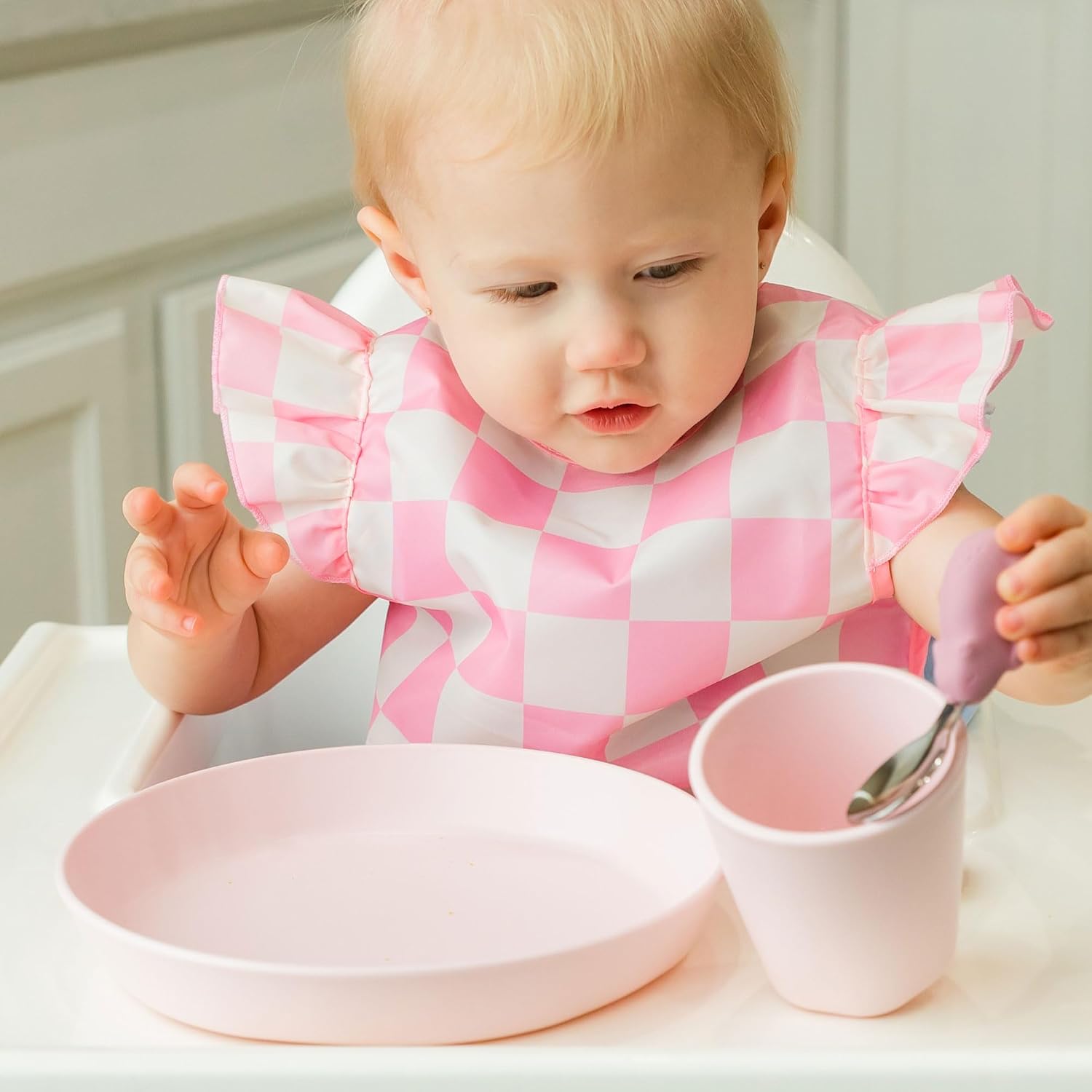 Tiny Twinkle Tableware 3 Pack Dish Set- BPA-Free Cups, Plates and Bowls Sets For Kids and Toddlers - Polypropylene Plastic Dinnerware Set (Rose, Peach, Lilac) Plate