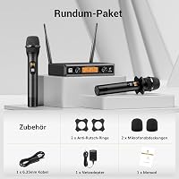 TONOR TW820 Vezeték Nélküli Duál Mikrofon Szett - UHF Professzionális Dinamikus Rendszer Karaoke, Buli, Esküvő, Rendezvény - 60m Hatótáv, Fe 9