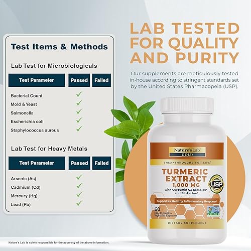 Miniatura 3 de Nature's Lab Extracto de cúrcuma con curcumina C3 y BioPerine 1000mg - Promueve la salud cardiovascular, la digestión y el sistema inmunológico - 60