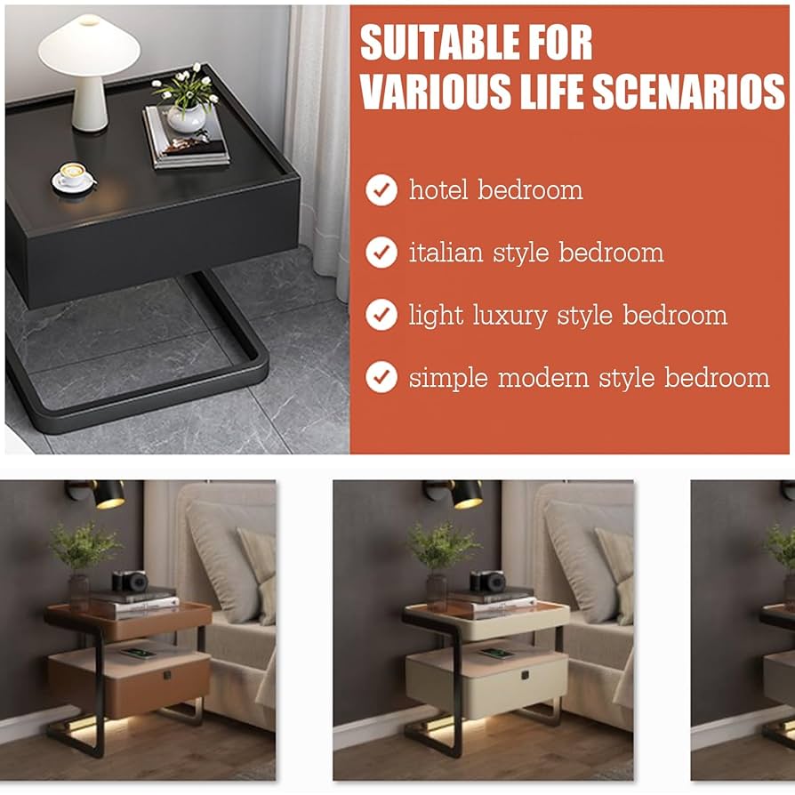 Amazon｜ベッドサイド収納キャビネット、モダンなベッドサイド