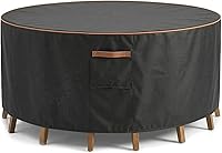 Vista 10 de Cubierta impermeable para muebles de exterior, juego de mesa y silla rectangular de 600D resistente de 64 pulgadas de ancho x 52 pulgadas de largo x