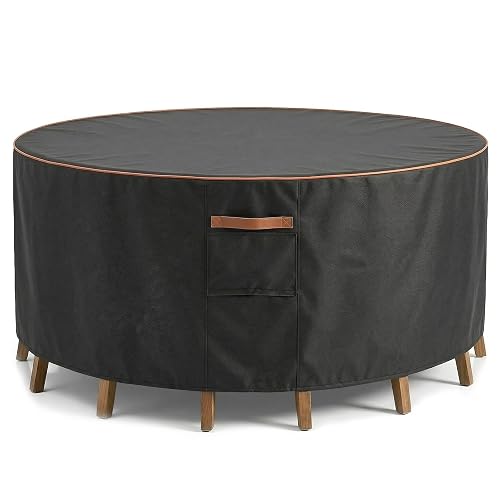 Round Outdoor Patio Furniture Cover, Heavy Duty 600D Waterproof Cover