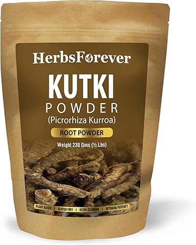HerbsForever Polvo Kutki – Picrorhiza Kurroa – Ayuda en la salud del hígado – Purificador de sangre – Sin OMG, orgánico, vegano – 230 GMS
