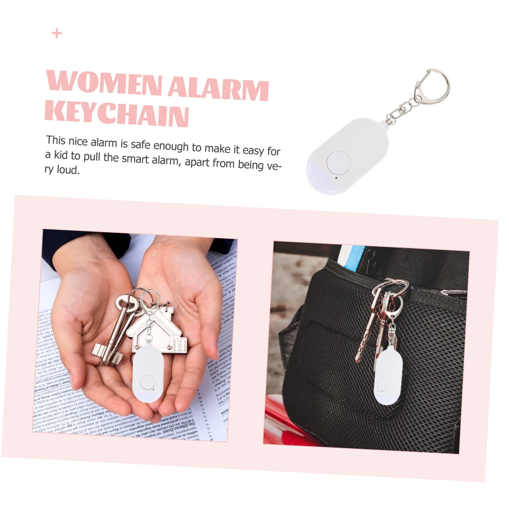 jojofuny 4zestawy Alarm Osobisty z Latarką Ładowany Alarm Dla Kobiet Przenośny Zewnątrz z Kluczykami Idealny Do Użytku Krytycznych Sytuacjach