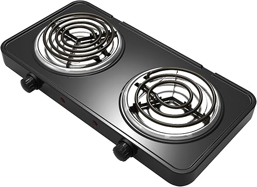 Miniatura 2 de MegaChef Eléctrica Fácilmente Portátil Ultra Ligero Doble Coil Quemador Cocina Cocina Buffet Gama en Negro Mate