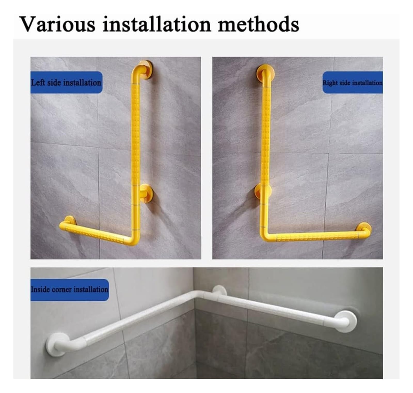 Barras de apoyo en forma de L for bañeras y duchas,Barras de apoyo en ángulo vertical de acero inoxidable con círculos luminosos,Pasamanos de baño antideslizantes for discapacitados for mujeres embara