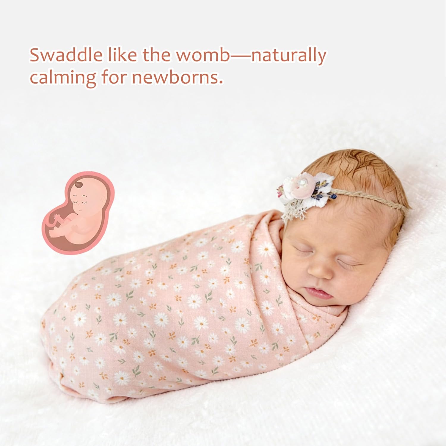 Bamboo Muslin Swaddle Blankets, 4 Pack 47x47 Inch Soft Breathable Hypoallergenic Baby Blanket for Newborn, Spring Bunny Garden
