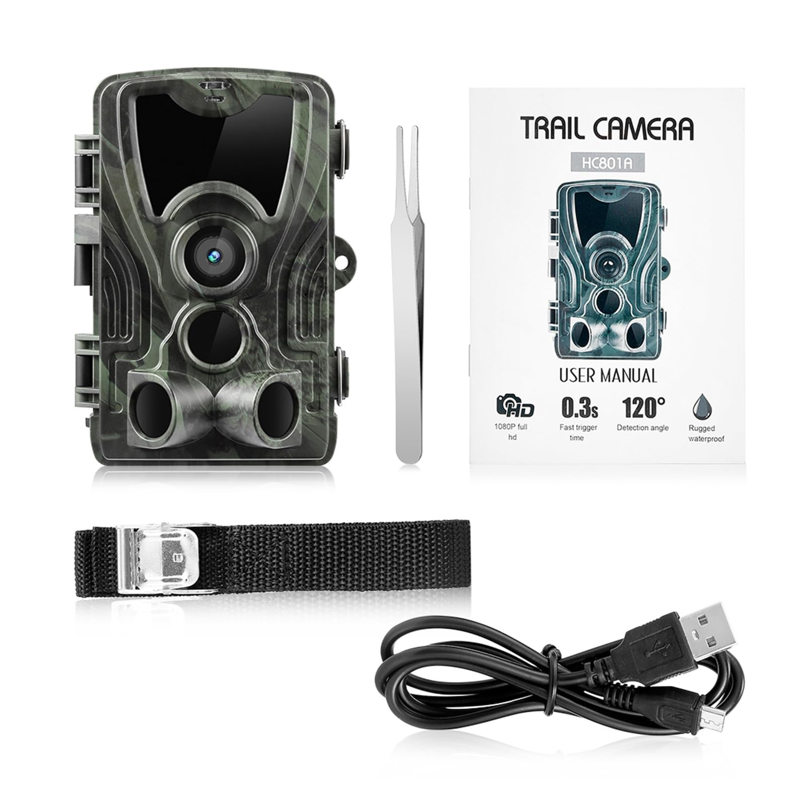 Kamera Myśliwska 20MP 1080P IP65 Noktowizor Kamery Obserwacyjne Wodoodporne Monitorujące Dziką Przyrodę Fotopułapka HC801A Wysoka Rozdzielczość