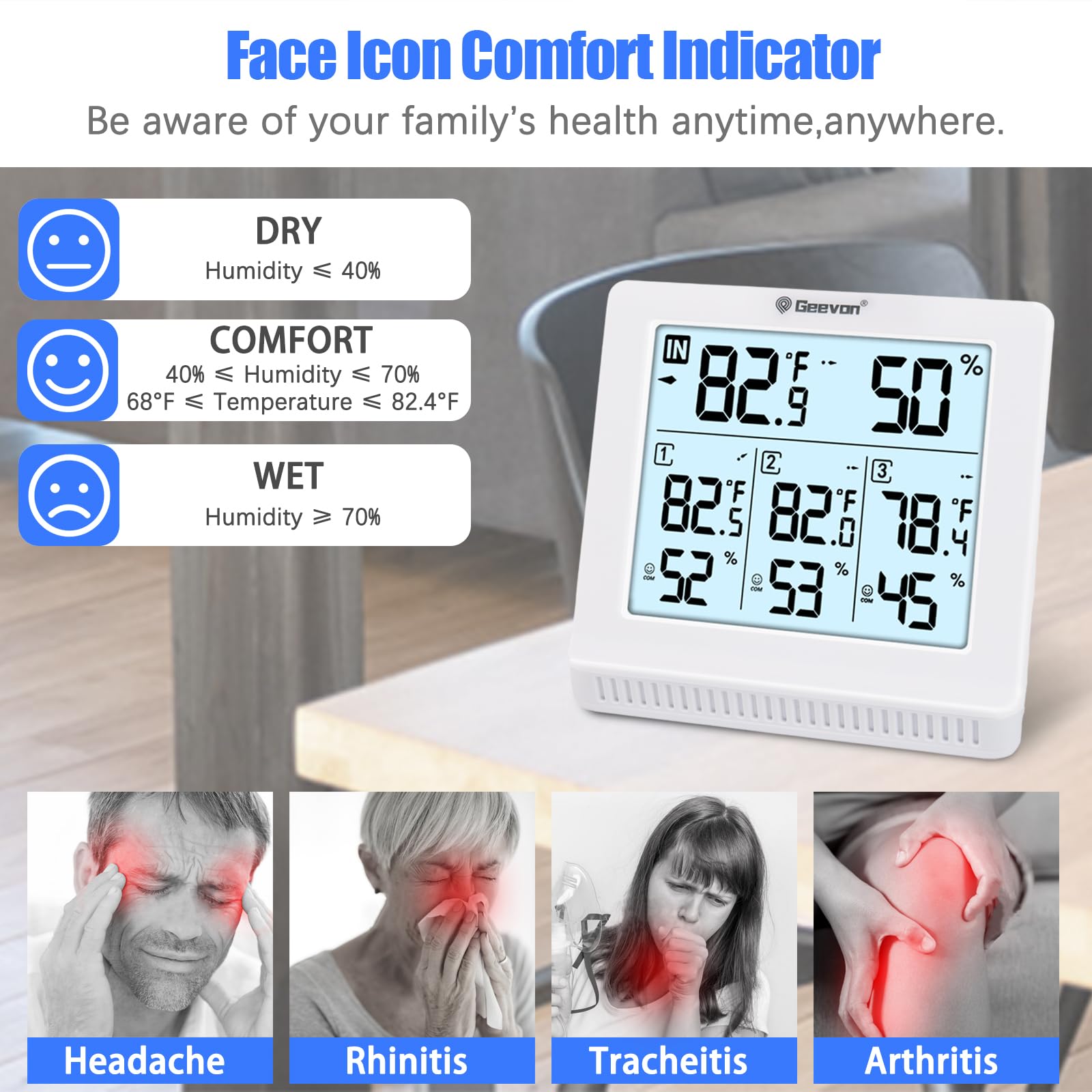 Thermometre Frigo Connecté GEEVON Thermomètre Numérique Sans Fil Pour L' Intérieur Et L'extérieur, Affichage De La Sonde Frigo