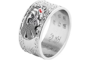 990 Silver Pixiu Mantra Adjustable Ring