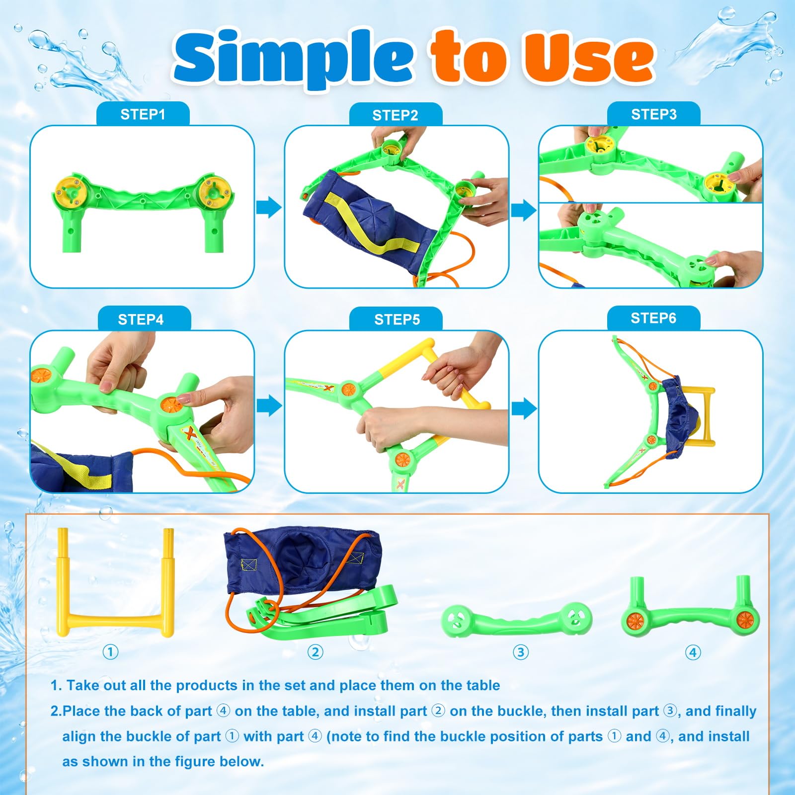 Soulchen Confezione da 2 fionde per lanciare palloncini d'acqua, con 8 palline in silicone riutilizzabili, giocattoli estivi per bambini, adolescenti, adulti, per spiaggia, piscina, prato, feste