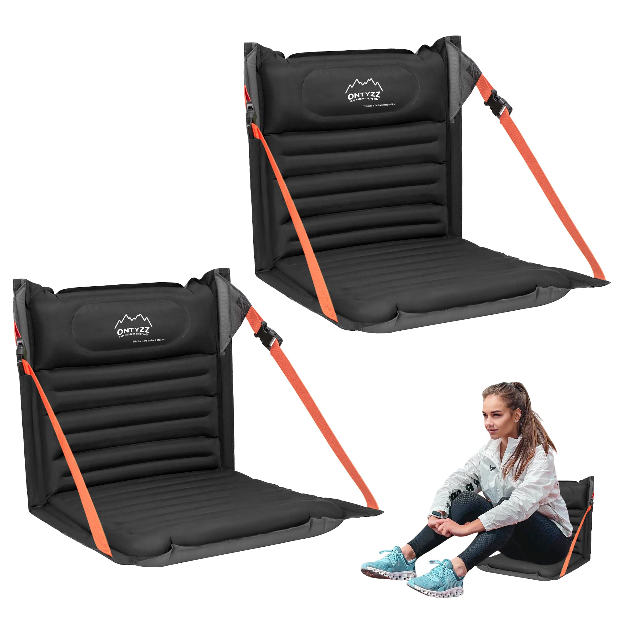 ONTYZZ Stadionsitze Aufblasbares Stadion Sitzkissen mit Rückenlehne Leichter Bodenstuhl Tragbares Polster Wasserdicht Outdoor Klappstühle für Picknick Konzerte Garten Balkon Fischerei Camping Stühle