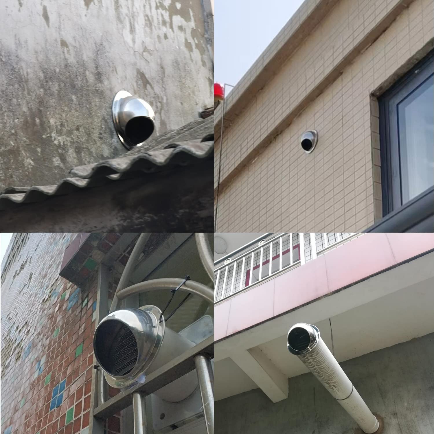 Cubierta de ventilación para secadora, cubierta de rejilla inclinada para salida de calentador de agua, tapa de lluvia para tubería de techo, tapa de chimenea - campana de ventilación