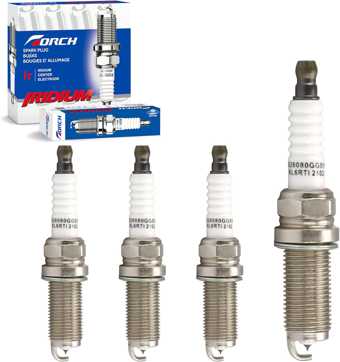 4 PCS TORCH KL6RTI Spark Plug Replace for NGK LZFR6AI/3656 Spark Plug, for Bosch 0242240698, for Champion REC10PYPB4/7579, for Denso IKH20TT/4704,Fit for Mitsubishi Eclipse L4 2.4L,OEM