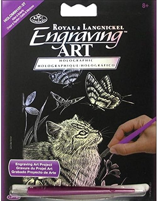 Royal Brush HOLOMIN-107 Holographic Foil Engraving Kitten & Butterfly Art Mini Kit, 5" by 7"