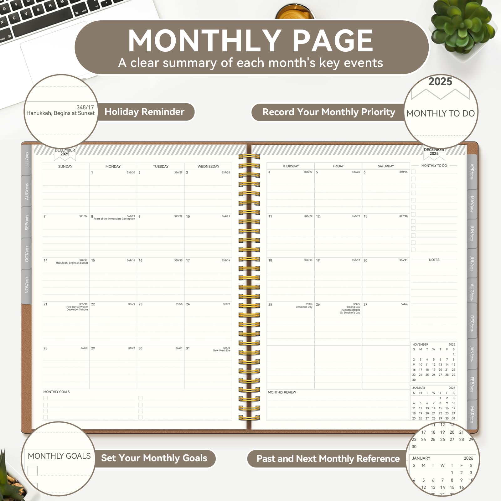 Snapklik.com : Monthly Planner 2025-2026, 18-Month Calendar Planner