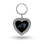 Rico Industries NFL Carolina Panthers Metal Rhinestone Heart Keychain