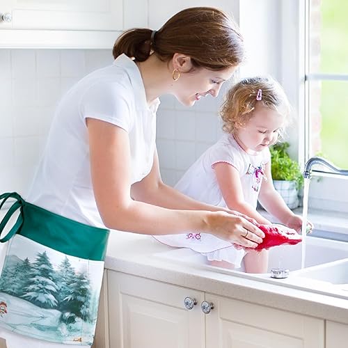 Miniatura 5 de Bencailor 4 delantales de camarera para camarera, lindo delantal con bolsillos, delantal de camarera, delantal de trabajo, delantal de cintura con