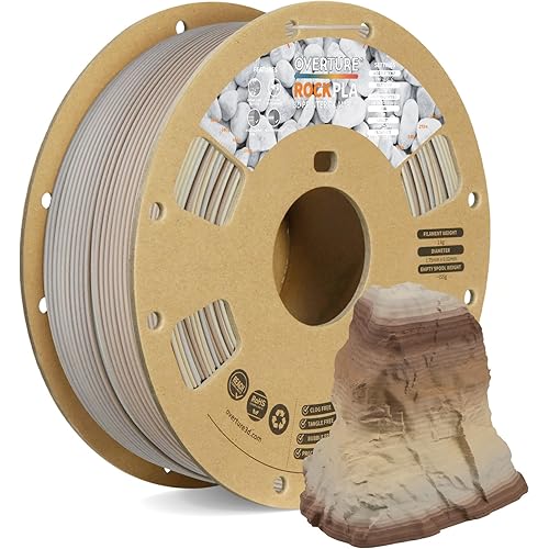 OVERTURE Rock PLA Filament 1.75mm, Marble PLA 3D Printer Filament 1kg Spool (2.2lbs), Dimensional Accuracy +/- 0.02 mm, Fit Most FDM Printer (Fossil Rock)