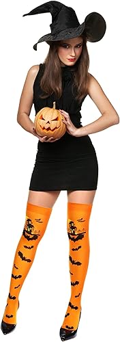 Miniatura 2 de Boao Calcetines altos hasta la rodilla de Halloween para mujer, hasta el muslo, largos por encima de la rodilla, medias de murciélago araña,